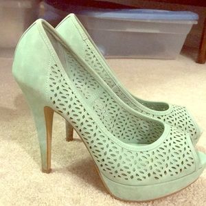 Apt 9 mint green die cut heels